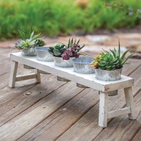 Wood Planter With 5 Metal Pots