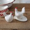 Hen And Rooster Salt And Pepper Shakers With Egg Plate