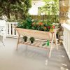 Farmhouse 2 Tier Large Outdoor Natural Wooden 5-ft Raised Garden Bed Planter Box