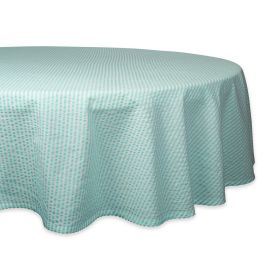 Aqua Seersucker Tablecloth 70 Round