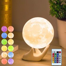 Moon Lamp, 3D Printing Lunar Lamp Night Light with White Hand Stand