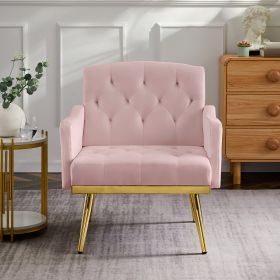 PINK velvet armchair with metal legs