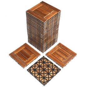 27pcs Wood Interlocking Deck Tiles 11.8"x11.8", Waterproof Flooring Tiles for Indoor and Outdoor