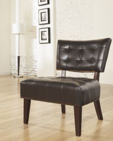 Roundhill Furniture Blended Leather Tufted Accent Chair with Oversized Seating, Brown