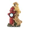 Dogs And Fire Hydrant Solar Statue