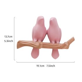 1pc Two Little Birds Resin Decorative Hook; Home Wall Decor Crafts (Color: pink)