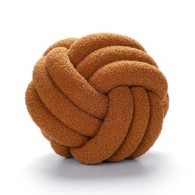 Soft Knot Ball Pillows Throw Knotted Handmade Round Plush Pillow (Color: Brown, size: 35CM)