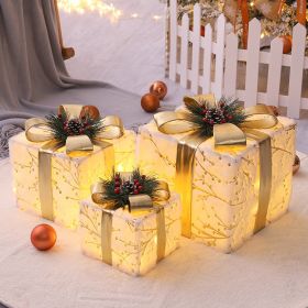 Hristmas Decoration Light Gift Box Three Sets Of Window Yard Layout Props (style: plush)