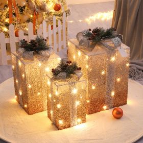 Hristmas Decoration Light Gift Box Three Sets Of Window Yard Layout Props (style: bronze)