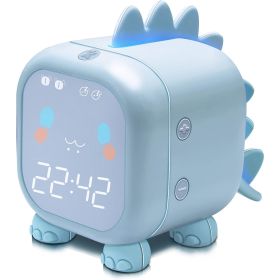 Kids Alarm Clock with Dinosaur, Digital Alarm Clock for Kids Bedroom (Color: Blue)