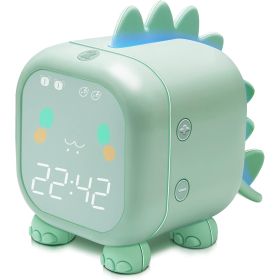 Kids Alarm Clock with Dinosaur, Digital Alarm Clock for Kids Bedroom (Color: green)