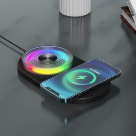 [Special gift] Private mode wireless charging new household 15W mobile phone fast charging two in one wireless charging night light (colour: black)