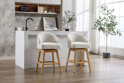 COOLMORE Bar Stools Set of 2 Counter Height Chairs with Footrest for Kitchen, Dining Room And 360 Degree Swivel (Color: as Pic)