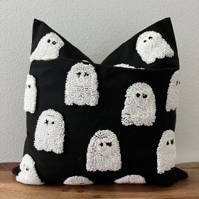 Tufted throw pillow cover, Halloween and fall décor (style: Ghost)