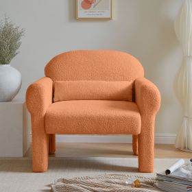 modern boucle accent chair with lumbar pillow for living room (Color: As shown in the figure)