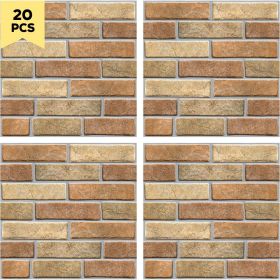 20pcs self-adhesive wall tile stickers, light brown and dark brown, bathroom wall decoration wallpaper, kitchen DIY peeling tile stickers, 30x30 cm (Color: Light brown-20pcs)