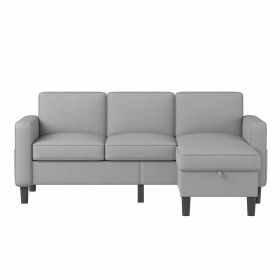 Best Choice Products Upholstered Sectional Sofa for Home, Apartment, Dorm, Bonus Room, Compact Spaces w/Chaise Lounge, 3-Seat, L-Shape Design (Color: Light Gray)